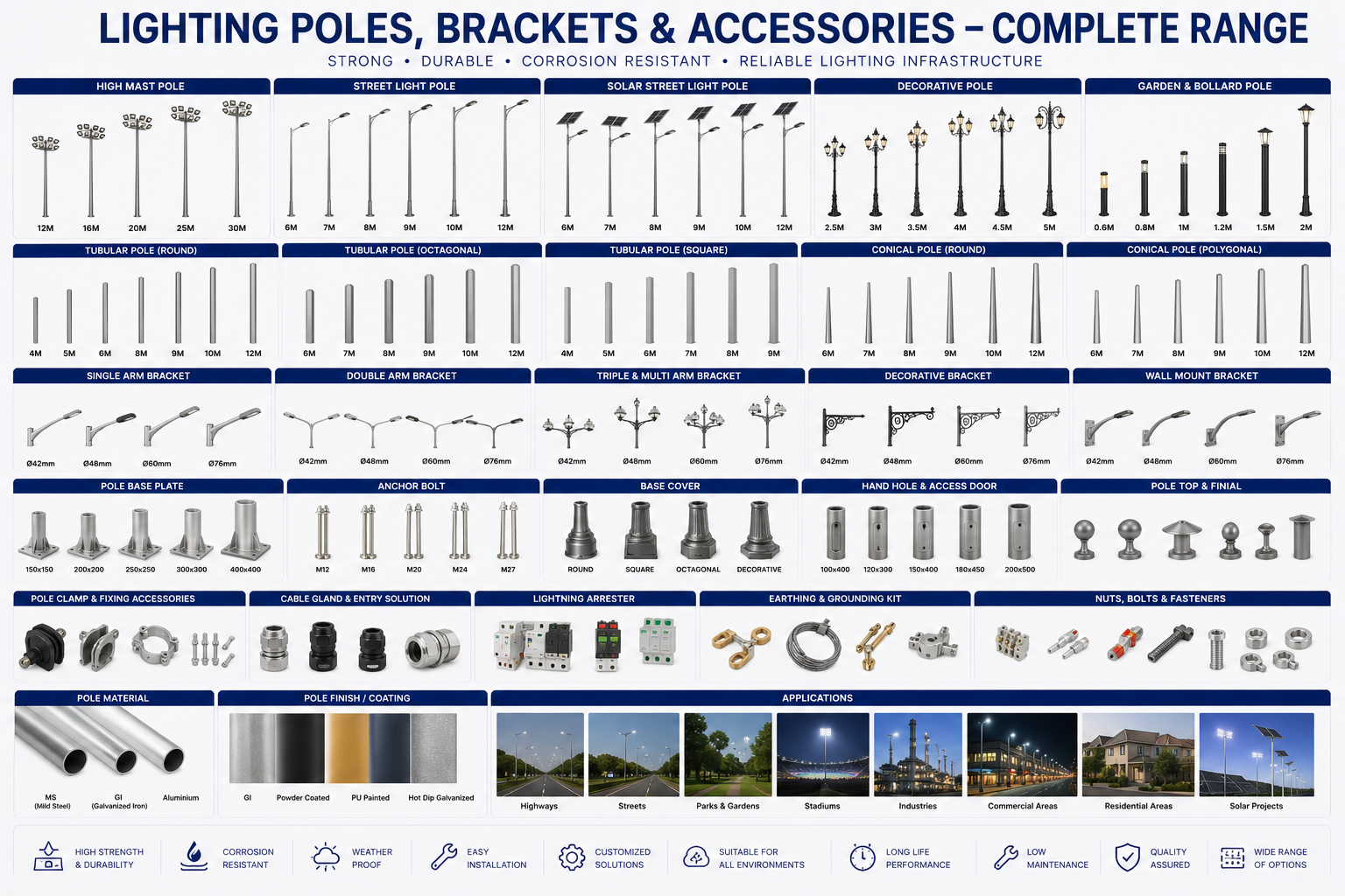 lighting accessories poles brackets