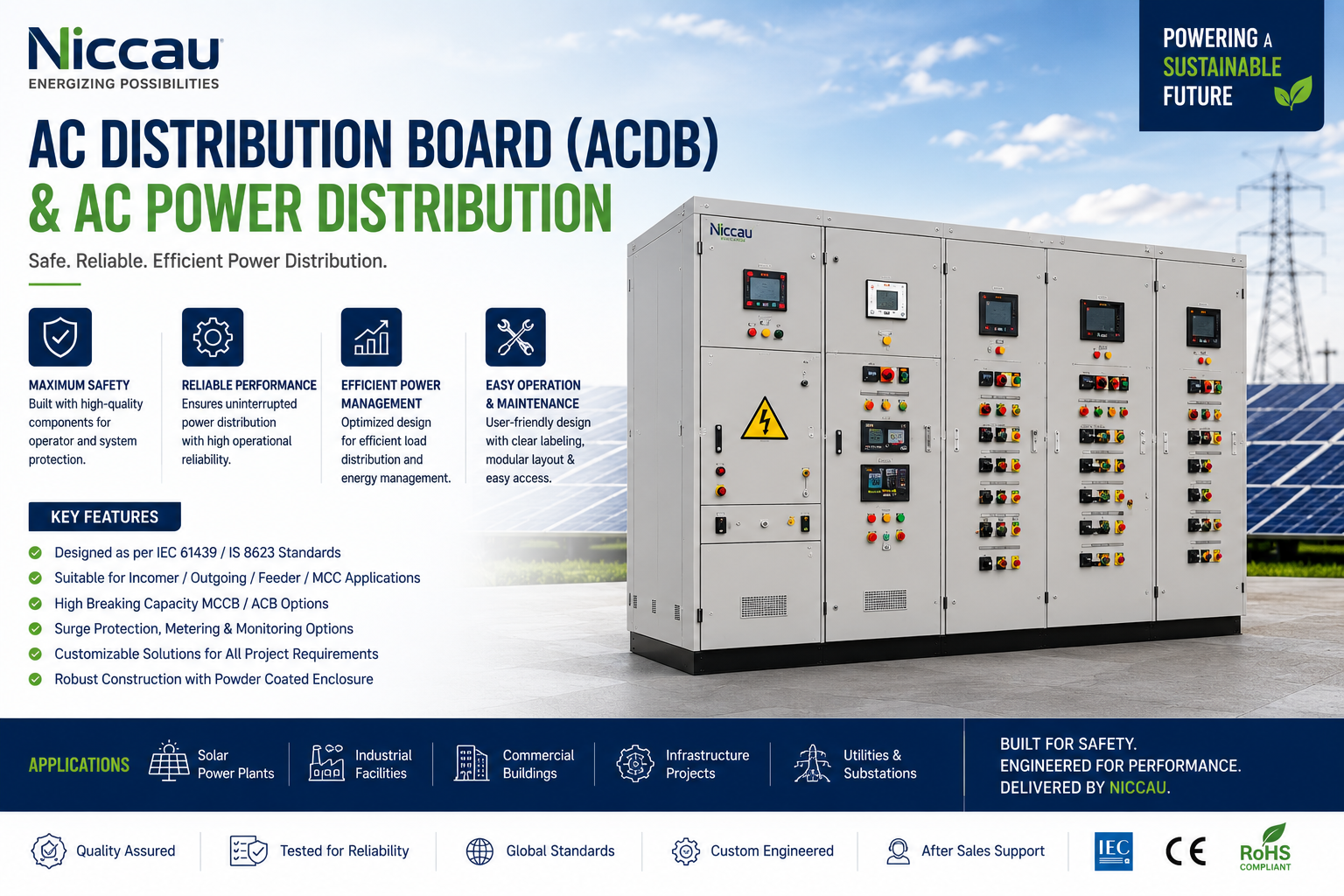 AC distribution board ACDB solar power plant