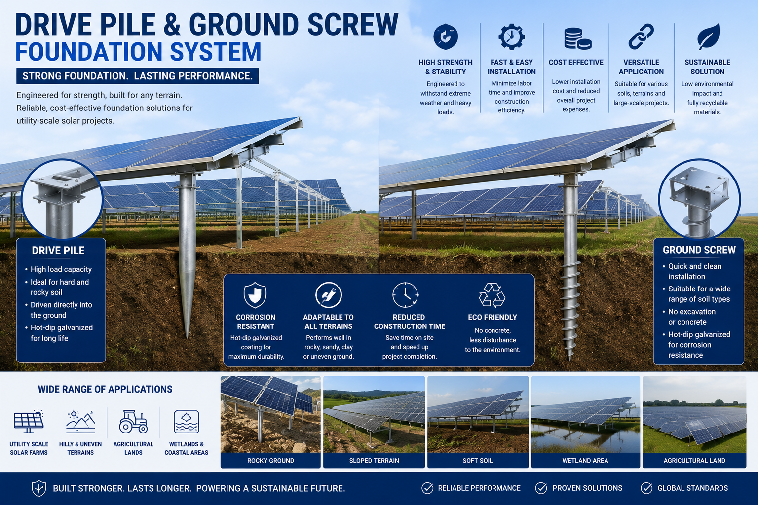 Ground screw drive pile foundation solar MMS