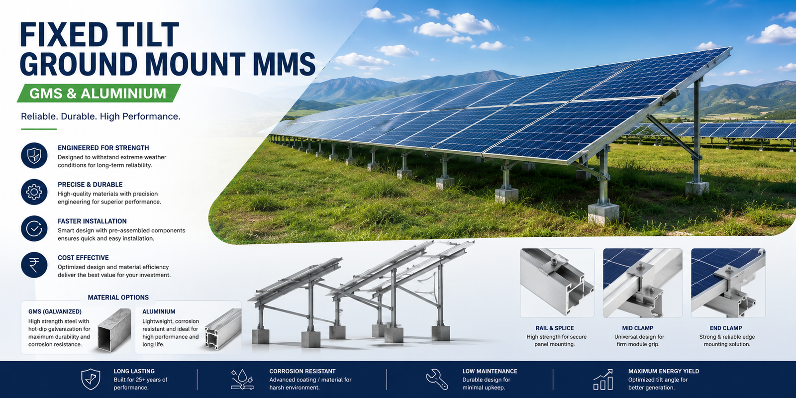 GMS fixed tilt ground mount solar MMS