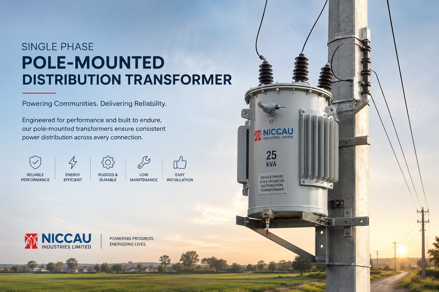 pole mounted distribution transformer 11kV single phase