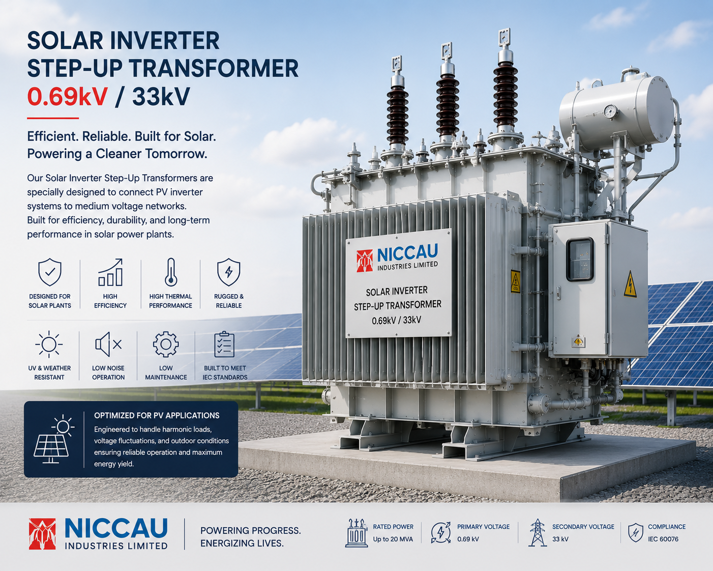 solar inverter step-up transformer 0.69kV 33kV padmount