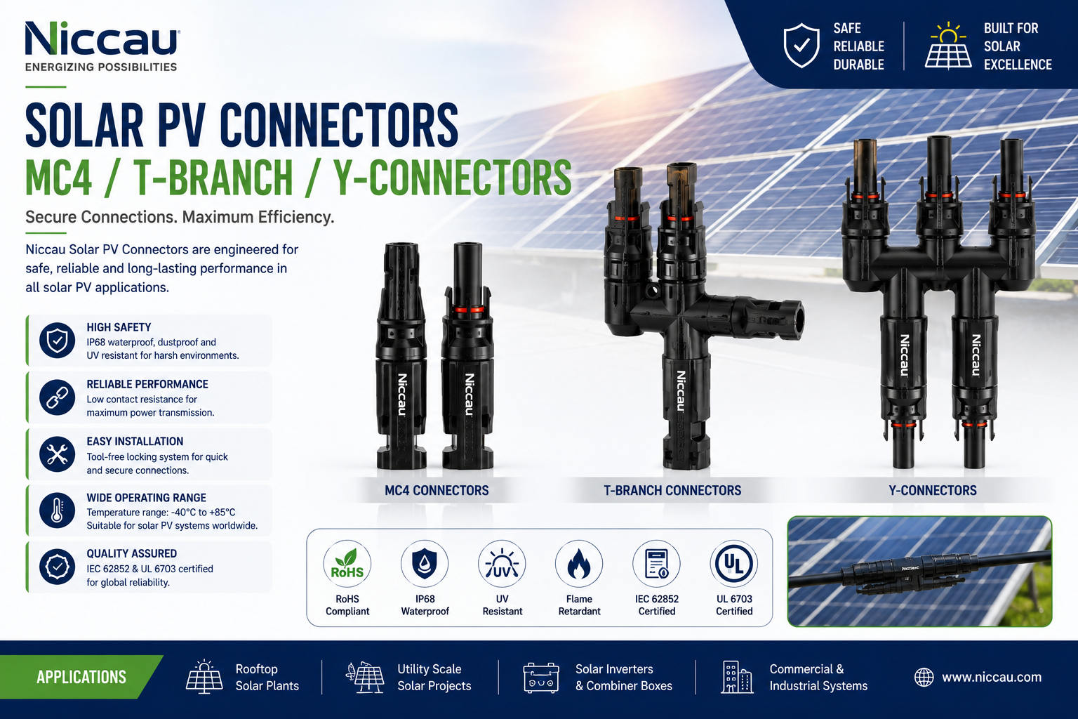 Solar connectors MC4 accessories DC locking