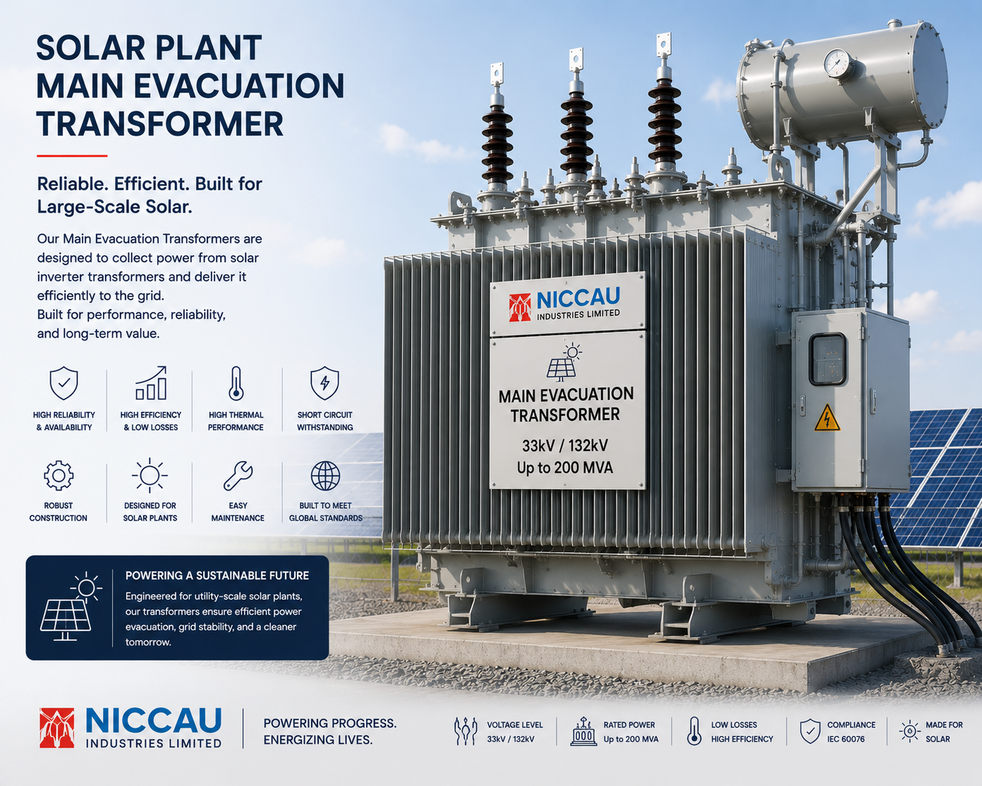 solar switchyard power transformer 33kV 132kV substation