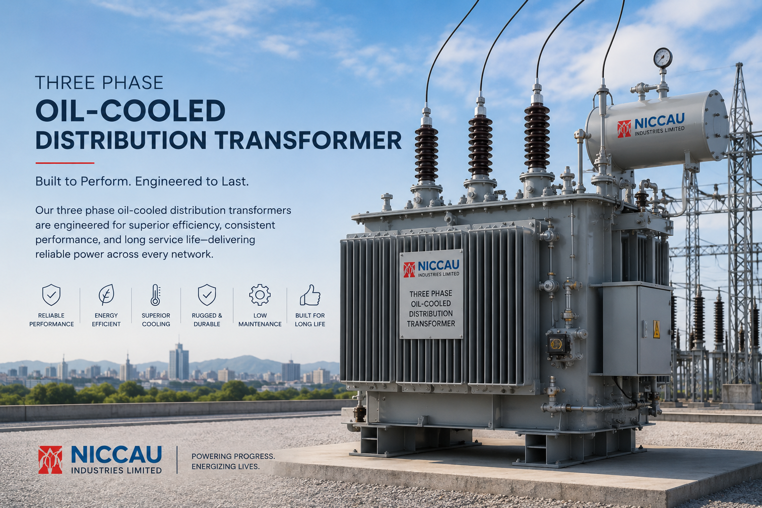 three phase distribution transformer 11kV 415V ONAN plinth