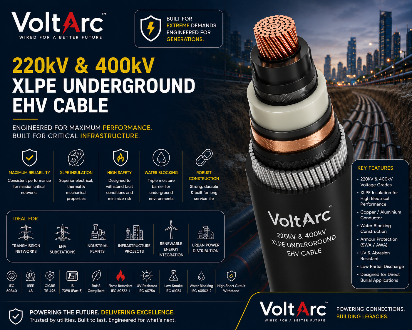 220kV 400kV XLPE EHV underground cable grid PGCIL