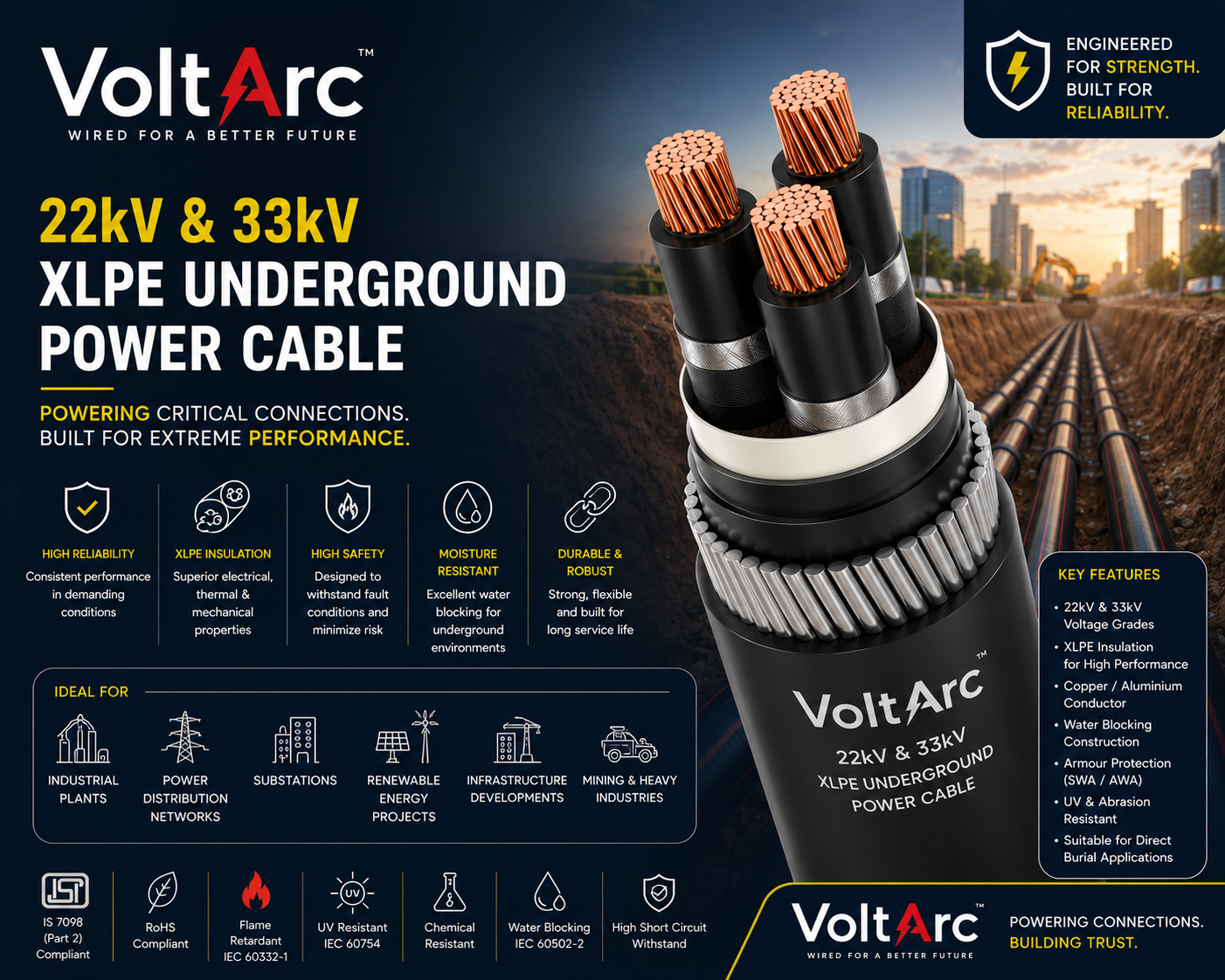 33kV XLPE cable solar wind power collection system underground