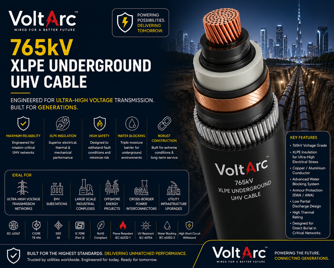 765kV XLPE underground ultra high voltage cable UHV