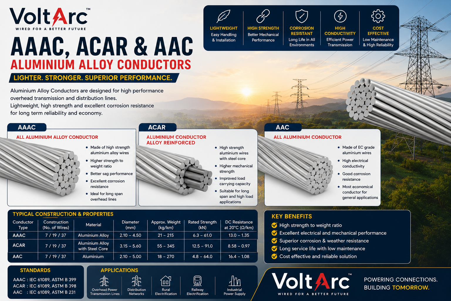 AAAC ACAR AAC aluminium alloy conductor overhead line